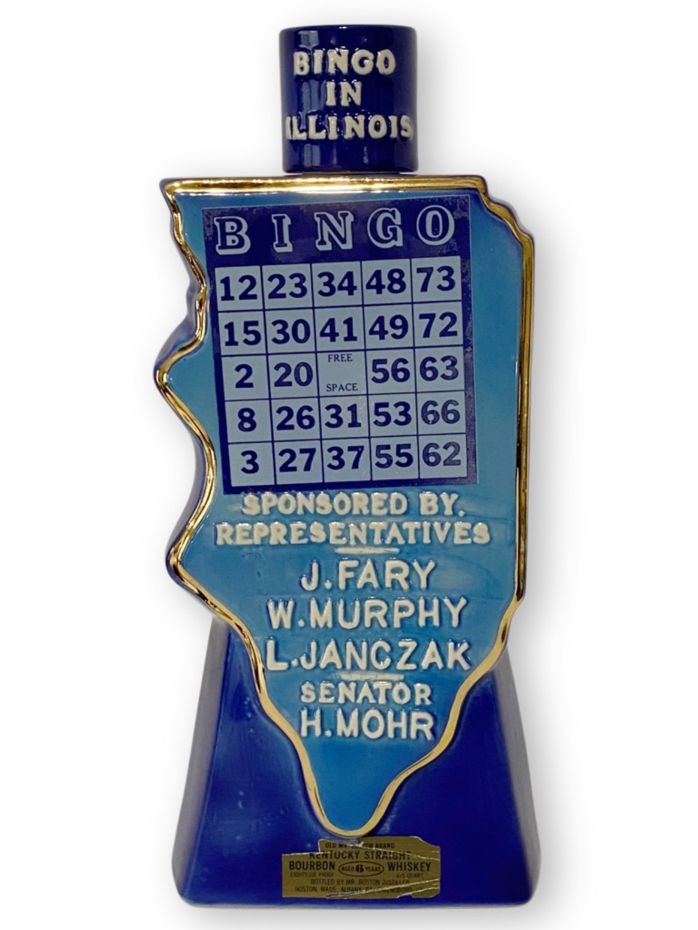 Vintage 1974 Royal Halburton Old Mr Boston Illinois Bingo Law Decanter Bottle